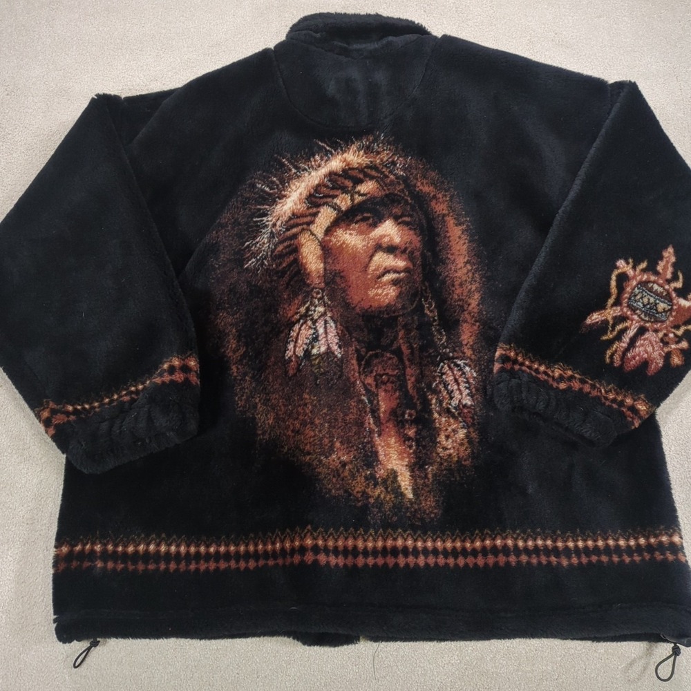 Bear Ridge Outfitters Native American Chief Plush Fleece Jacket Full Zip Parka - Picture 14 of 16
